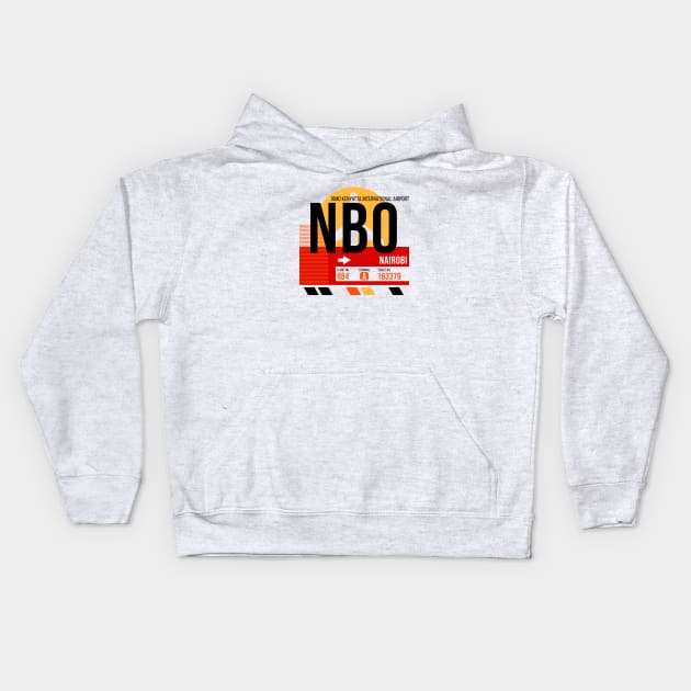 Nairobi (NBO) Airport // Sunset Baggage Tag Kids Hoodie by Now Boarding